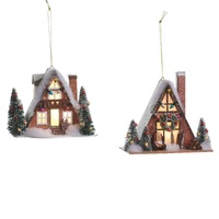 *NEW* RAZ Yuletide Traditions - 12.7cm/5" Ski Lodge Lighted HO (2AT)