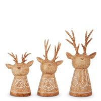 *NEW* RAZ Winterfolk - 31.7cm/12.5" Rustin Carved Deer Busts (S/3)