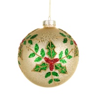 *NEW* RAZ Yuletide Traditions - 12.7cm/5" Beaded Holly Ball HO