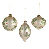 *NEW* RAZ Yuletide Traditions - 10.15cm/4" Holly Pattern HO (3AT)