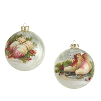 *NEW* RAZ Yuletide Traditions - 12.7cm/5" Vintage Holiday Ball HO (2AT)