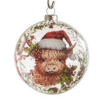 *NEW* RAZ Yuletide Traditions - 10.15cm/4" Highland Cow Disc HO 