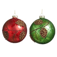 *NEW* RAZ Yuletide Traditions - 12.7cm/5" Mercury Glass Pinecone Ball HO (2AT)