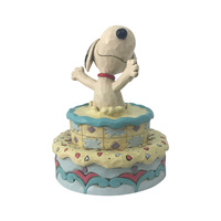Peanuts by Jim Shore - 14cm/5.5" Snoopy Jumping out of a Birthday Cake