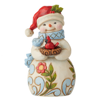 Heartwood Creek - 9cm/3.5" Snowman With Cardinal Mini Figurine