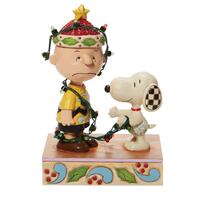 Peanuts by Jim Shore - 15cm/5.875" Lit Charlie Brown Tangled Lights