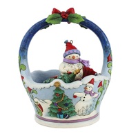 Heartwood Creek - 20.5cm/8" Christmas Basket With 4 HOs (S/5)