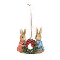 Beatrix Potter by Jim Shore - 8cm/3.1" Peter Rabbit With Flopsy Holiding Wreath HO