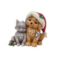 Heartwood Creek - 11cm/4.4" Kitten & Puppy with Santa Hat