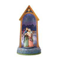 Heartwood Creek - 28cm/11" Lit Rotating Holy Family In Stable