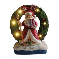 Heartwood Creek - 18cm/7" Santa in Light Up Wreath