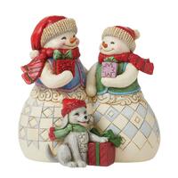 Heartwood Creek - 13cm/5.12" Snow Couple with Puppy