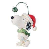 Peanuts by Jim Shore - 12cm/4.7" Snoopy Christmas Hat With Mistletoe