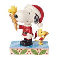 Peanuts by Jim Shore - 15.5cm/6.1" Santa Snoopy With Bell & Santa Woodstock With Horn