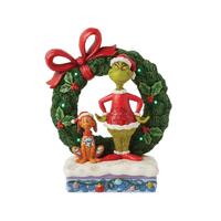 Grinch by Jim Shore - 21cm/8.25" Lit Grinch & Max in Wreath