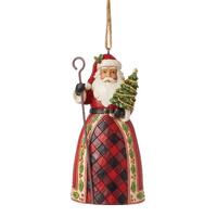 Heartwood Creek - 10.5cm/4.1" Plaid Santa With Cane and Tree HO