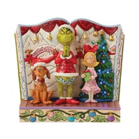 Grinch by Jim Shore - 15cm/6.25" Grinch with Max and Cindy-Lou Storybook LED