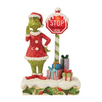 Grinch by Jim Shore - 24cm/9.37" Grinch with LED Stop Sign
