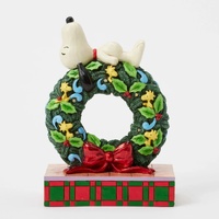 Peanuts by Jim Shore - 18cm/7.13" Snoopy Sleeping on LED Wreath