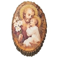Roman Joseph's Studio - 31cm/12.25" St Joseph & Child Wood Plaque