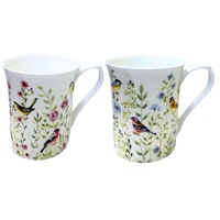 Queens - 2AT Aquarelle Birds 200ml/7oz Royale Mugs (S/6)