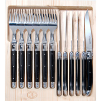 Jean Dubost Deluxe Black - 12pc Steak Knife & Fork Set 1.5mm