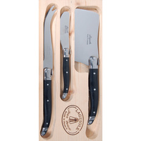 Jean Dubost Deluxe Black - 3pc Cheese Set With Cleaver