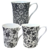 Queens - 3AT Grey Story 1 200ml/7oz Royale Mugs (S/6)