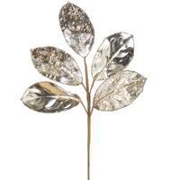 RAZ Holiday Rendezvous - 58.5cm/23" Jewelled Magnolia Leaf Stem