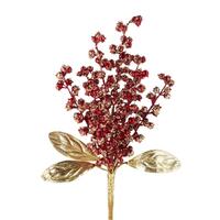 RAZ The Christmas Shop - 38cm/15" Beaded and Glittered Berry Pick