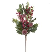 RAZ Holly & Pine - 71cm/28" Iced Berry & Greenery Spray