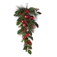 RAZ The Christmas Shop - 91.5cm/36" Mixed Greenery With Berries & Ornaments Teardrop