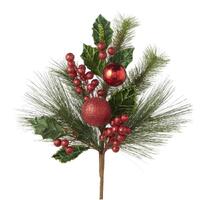 RAZ The Christmas Shop - 47cm/18.5" Mixed Greenery With Berries & Ornaments Pick