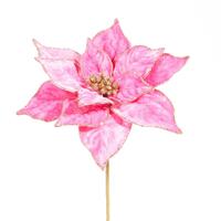 RAZ All Of The Trimmings - 53cm/21" Pink Velvet Poinsettia Stem