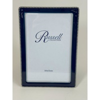 Russell Collection Giftware - 4x6" Navy & Nickel Beaded Photo Frame