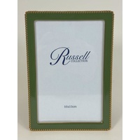 Russell Collection Giftware - 4x6" Olive & Gold Tone Beaded Photo Frame