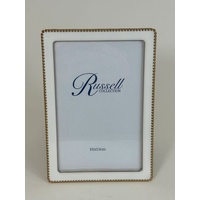Russell Collection Giftware - 4x6" White & Gold Tone Beaded Photo Frame