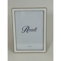Russell Collection Giftware - 5x7" White & Gold Tone Beaded Photo Frame