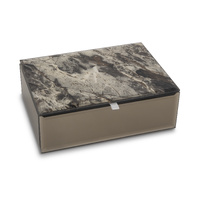 Russell Collection Giftware - Emperador Jewellery Box, Glass, 20.5x15x7cm