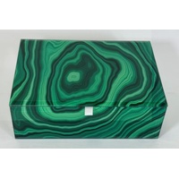 Russell Collection Giftware - Malachite Jewellery Box, Glass, 20.5x15x7cm