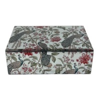 Russell Collection Giftware - Peacock Jewellery Box, Glass, 20.5x15x7cm