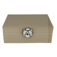 Russell Collection Giftware - Ecru Camellia Jewellery Box, Glass, 22x15x8.5cm