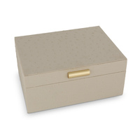 Russell Collection Giftware - Ostrich Cream Jewellery Box, PU, 24x18x10.8cm