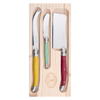 Jean Dubost Deluxe Mixed Colour - 3pc Cheese Set with Cleaver