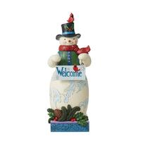 Heartwood Creek - 54cm/21" Snowman Statue with 2-Sided  Sign