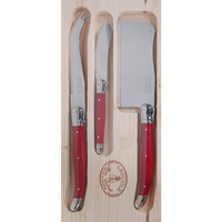 Jean Dubost Deluxe Red - 3pc Cheese Set with Cleaver