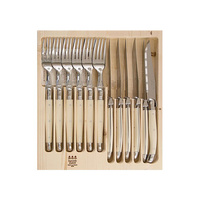 Jean Dubost Laguiole Simplicite Ivory - 12pc Steak Knife & Fork Set 1.2mm