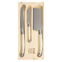 Jean Dubost Laguiole Simplicite Ivory - 3pc Cheese Set with Cleaver
