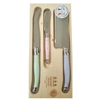 Jean Dubost Laguiole Simplicite Pastels - 3pc Cheese Set with Cleaver