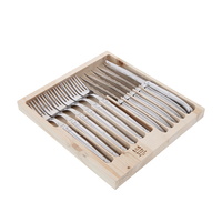 Jean Dubost Laguiole Simplicite Stainless Steel - 12pc Steak Knife & Fork Set 1.2mm